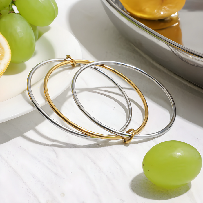 Leonor | Triple Hoop Gold Silver Bracelet