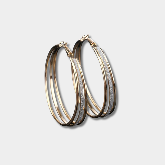 Lia | Gold-Plated Retro Hoop Earrings