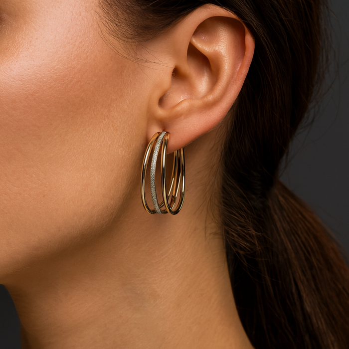 Lia | Gold-Plated Retro Hoop Earrings