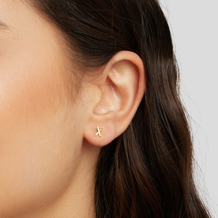 Líza | Gold-Plated Shaped Twig Earrings