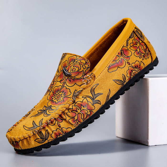Loafers Leather with Floral Print