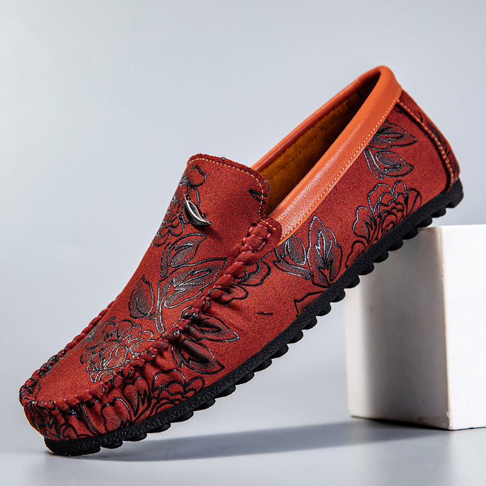 Loafers Leather with Floral Print