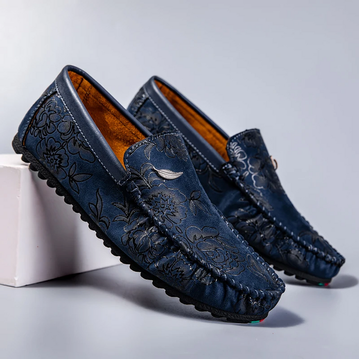 Loafers Leather with Floral Print
