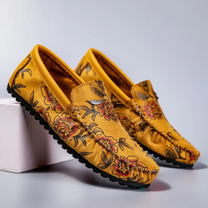 Loafers Leather with Floral Print
