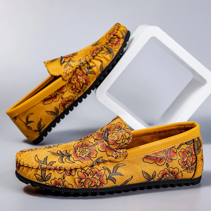 Loafers Leather with Floral Print