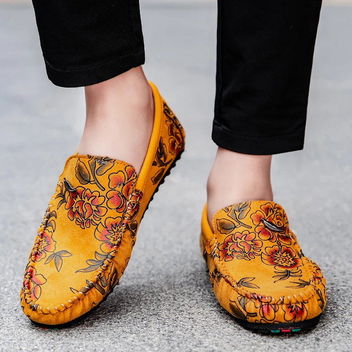 Loafers Leather with Floral Print