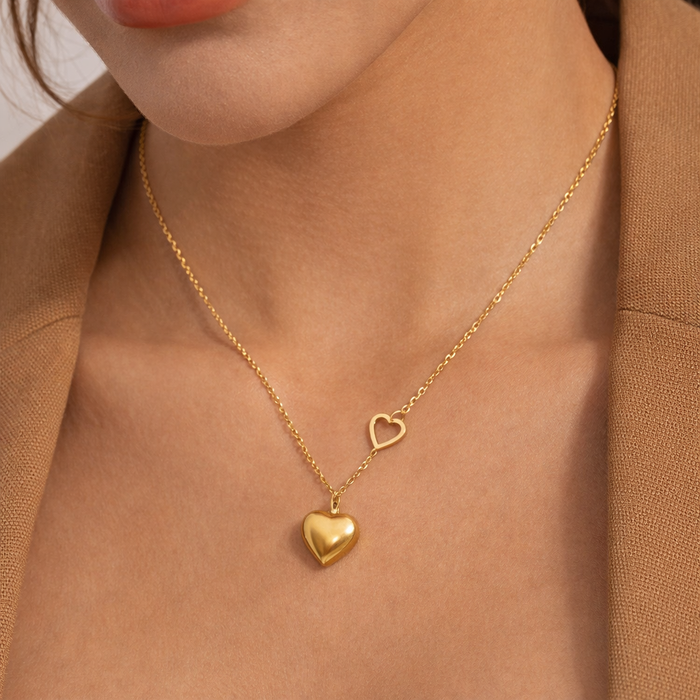 Lucía | Gold-Plated Double Elegant Heart Necklace