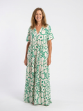 Lucie | Midi Dress with Floral, Short-Sleeve and V-Neck