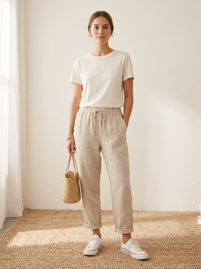 Lucy premium breathable linen trousers - editorial hero