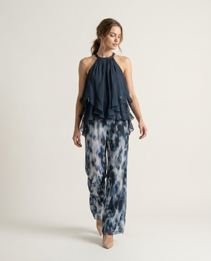 Ludovica | Set Blouse and Trousers with Shoulders Open - off-white studio editorial