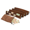 Luxury Rummikub set with 4 curved solid beech wood racks, 106 heat-treated melamine tiles with drawstring bag by Helena Wood Art
