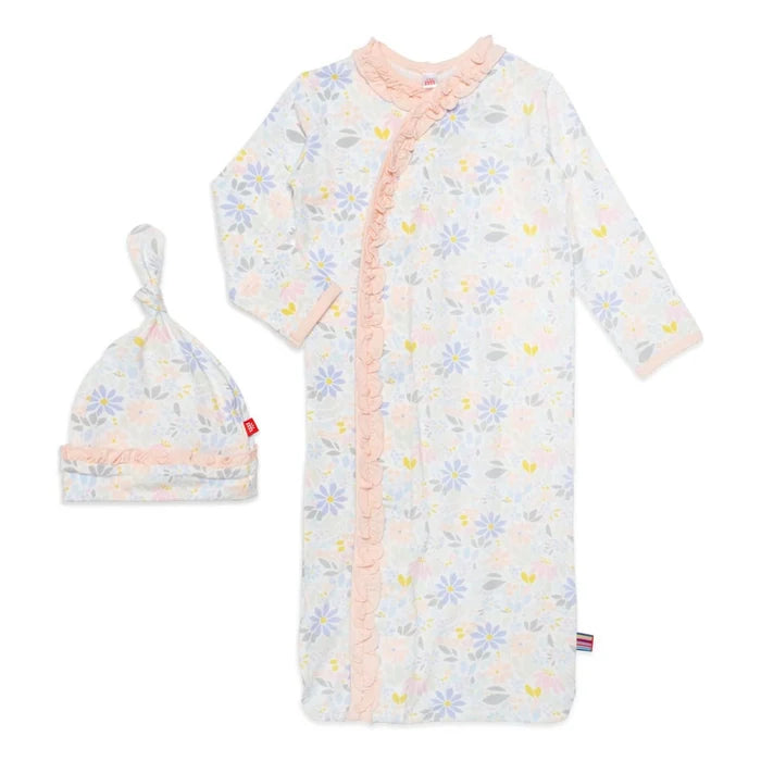 Magnetic Me| Darby Magnetic Sleeper Gown w/ hat| Nb-3M