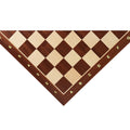 Mahogany and maple chess board 55mm with algebraic notation corner view