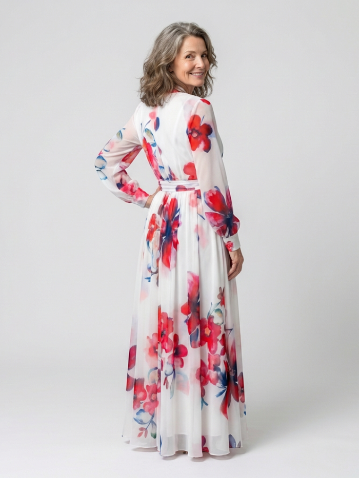 Manon | Long-Sleeve Floral Maxi Dress