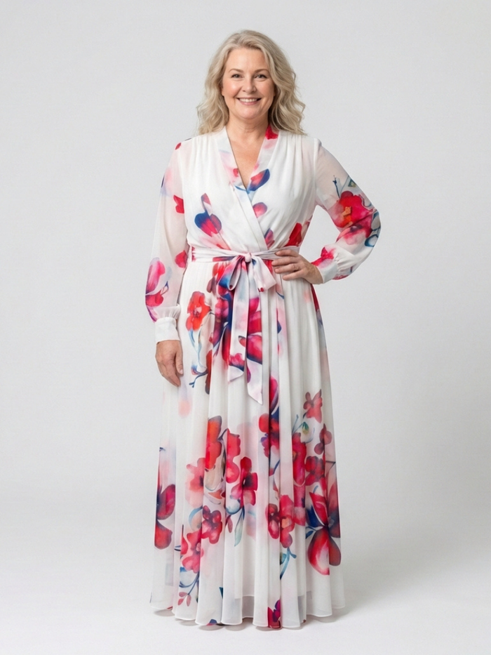 Manon | Long-Sleeve Floral Maxi Dress
