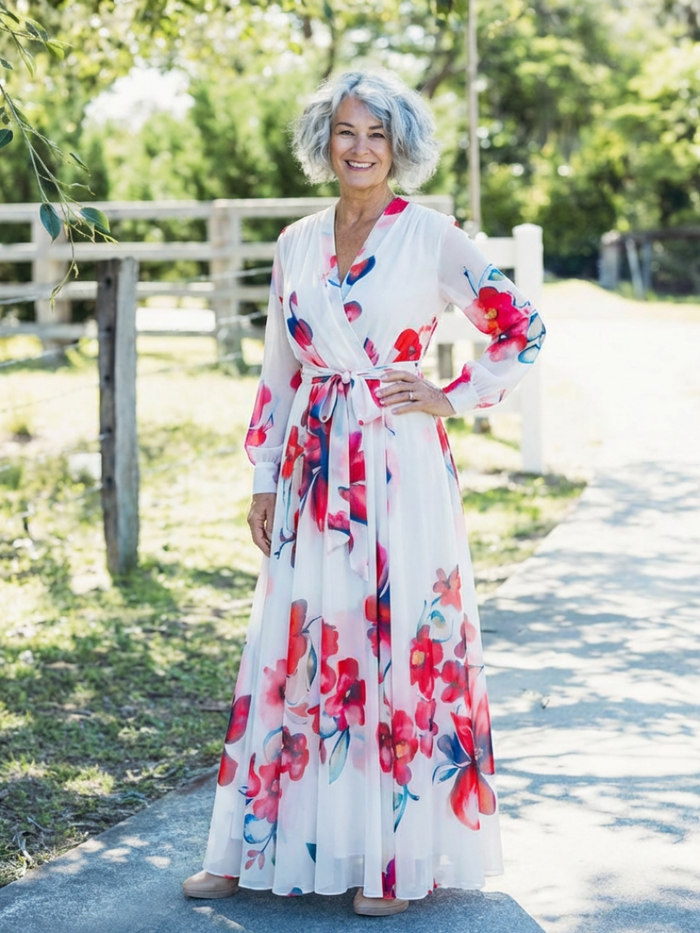Manon | Long-Sleeve Floral Maxi Dress