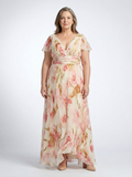 Margaux | Floral Short-Sleeve and V-Neck Maxi Dress