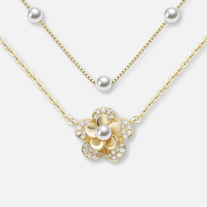 Marina | Gold-Plated Paul-marie Necklace with Pearls Edge
