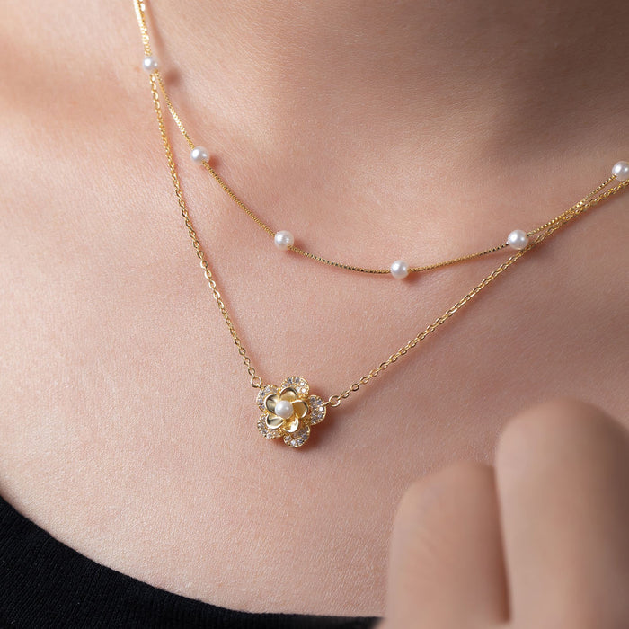 Marina | Gold-Plated Paul-marie Necklace with Pearls Edge