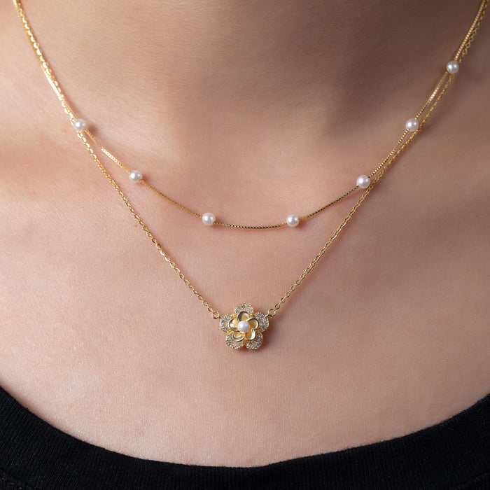 Marina | Gold-Plated Paul-marie Necklace with Pearls Edge