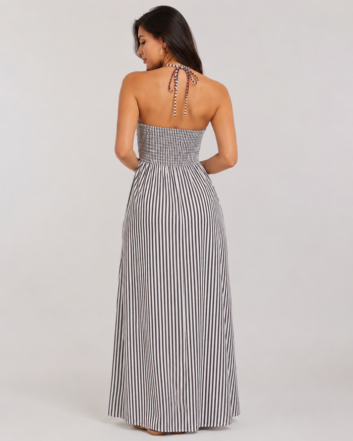 Marina | Striped Halter Maxi Dress