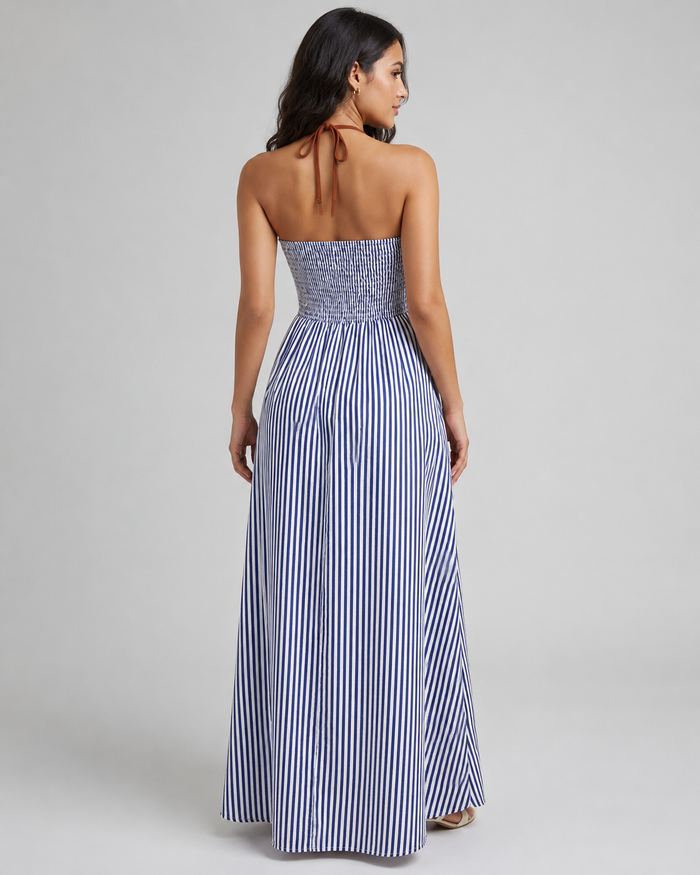Marina | Striped Halter Maxi Dress