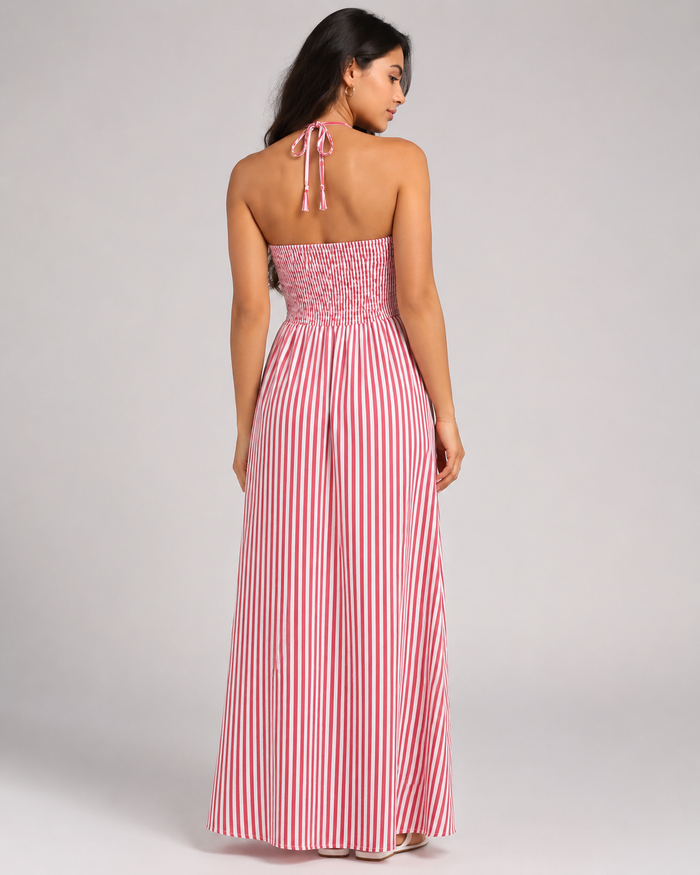 Marina | Striped Halter Maxi Dress