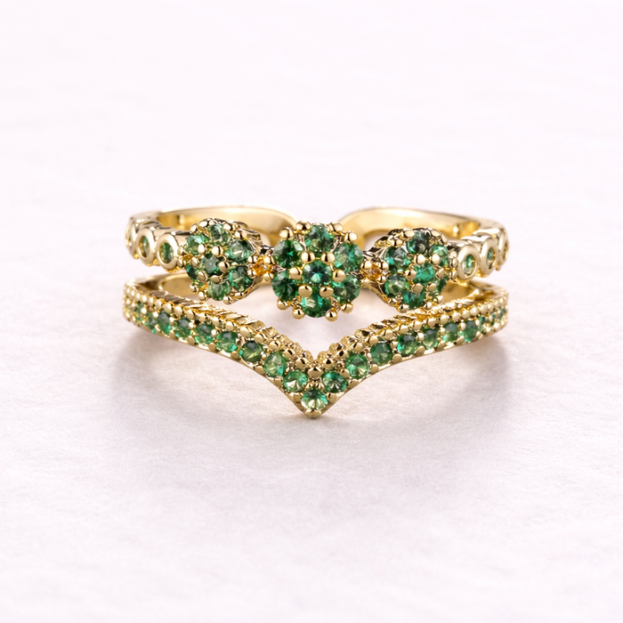 Marisa | Emerald Ring with Brilliant Accents