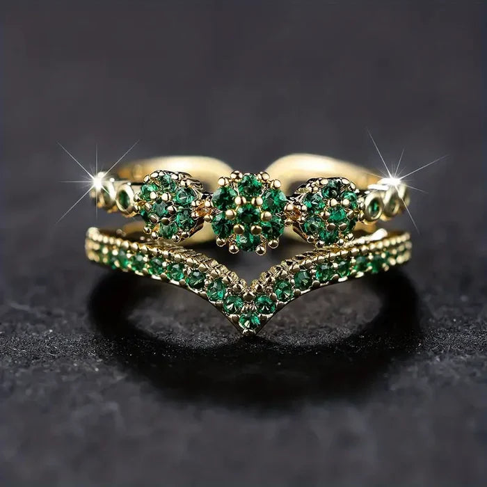 Marisa | Emerald Ring with Brilliant Accents