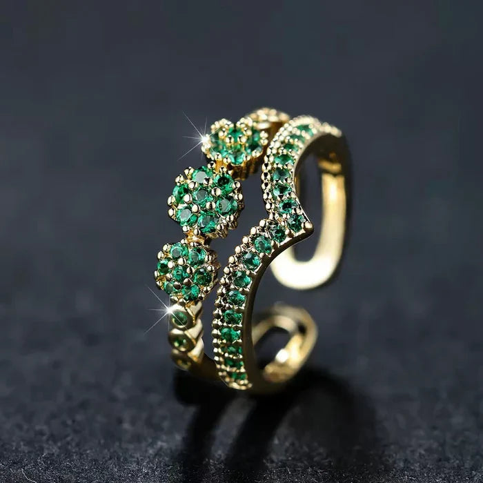 Marisa | Emerald Ring with Brilliant Accents