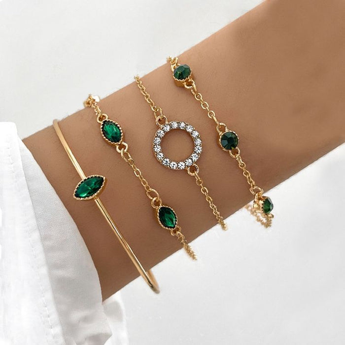 Marisa | Gold-Plated Emeralds Bracelet with Setting