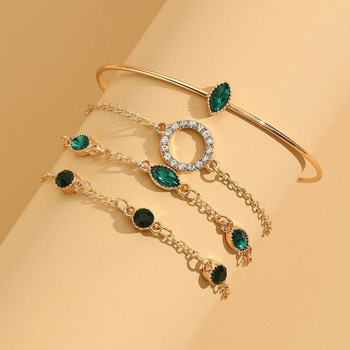 Marisa | Gold-Plated Emeralds Bracelet with Setting