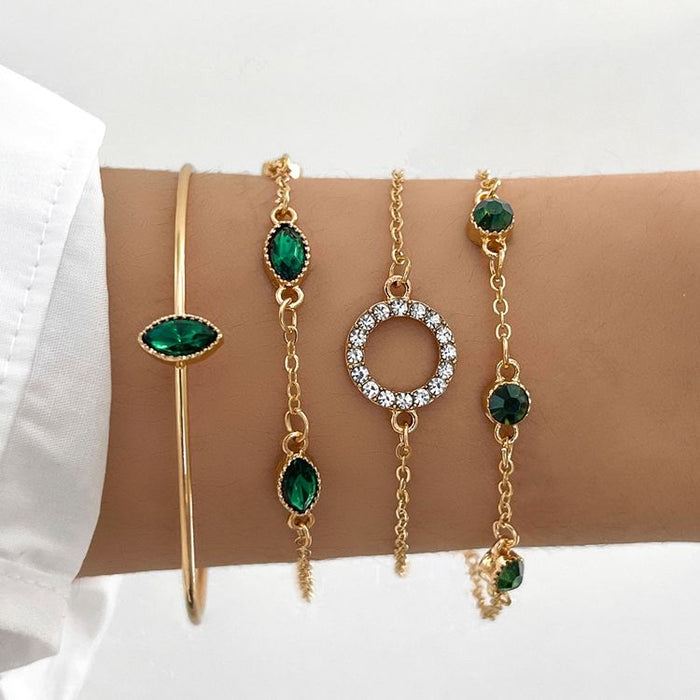 Marisa | Gold-Plated Emeralds Bracelet with Setting