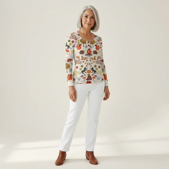 Marja - Autumn Woodland Waffle Henley