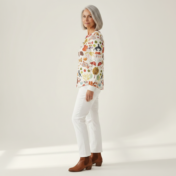 Marja - Autumn Woodland Waffle Henley