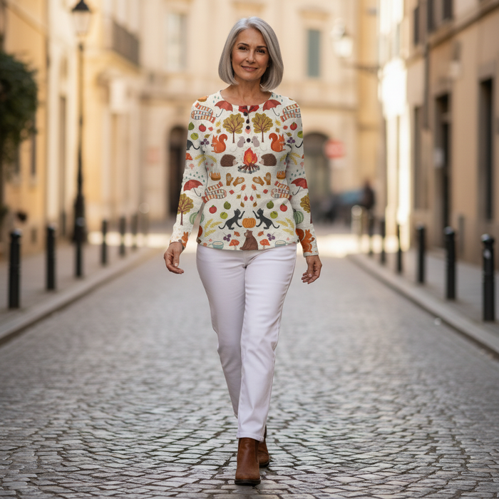 Marja - Autumn Woodland Waffle Henley