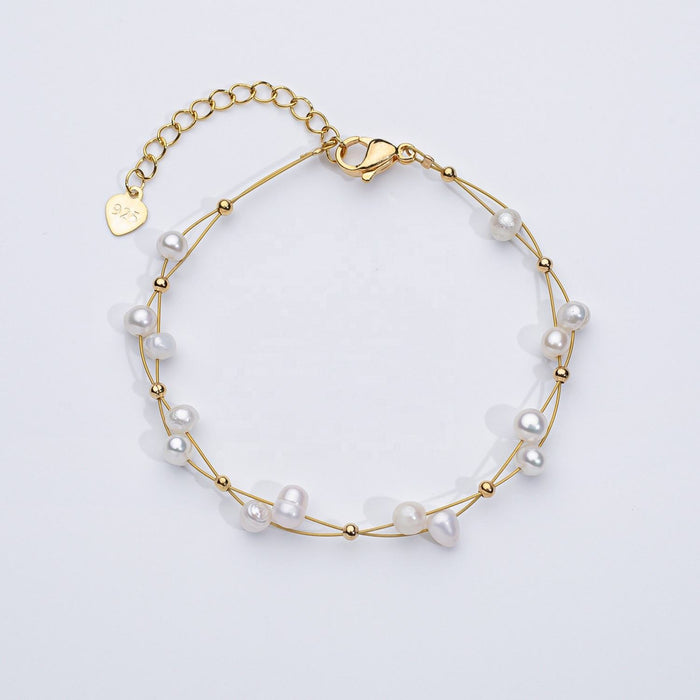 Marlena | Gold-Plated Bracelet with Pearls Details