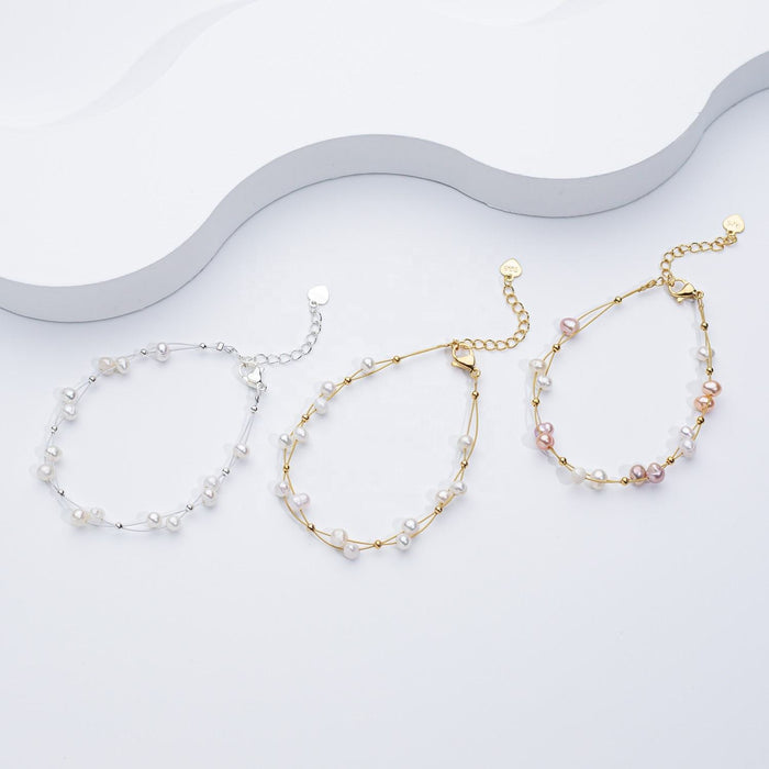 Marlena | Gold-Plated Bracelet with Pearls Details
