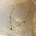 Marta | Gold-Plated Necklace with Green Pendant