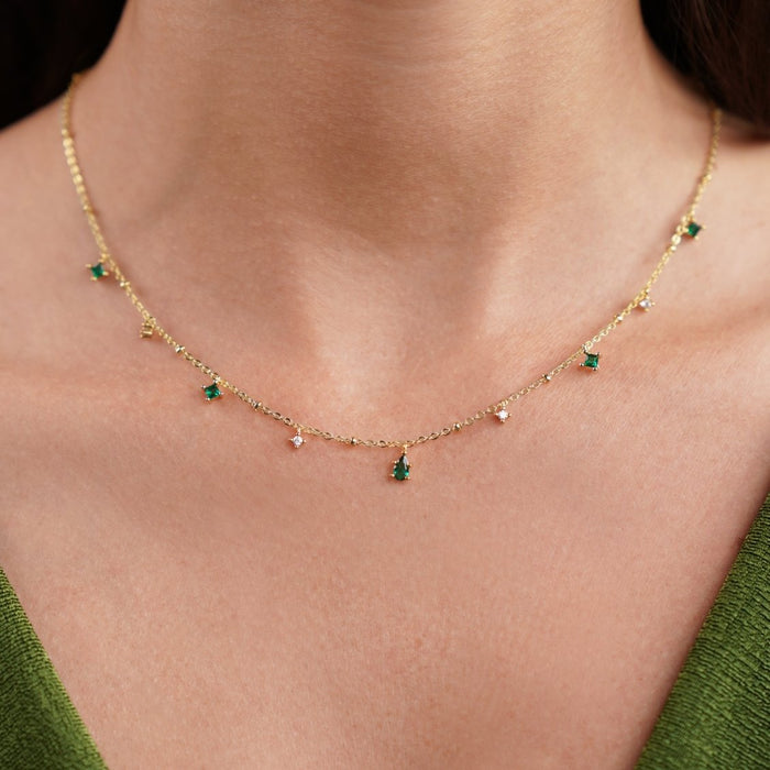 Marta | Gold-Plated Necklace with Green Pendant