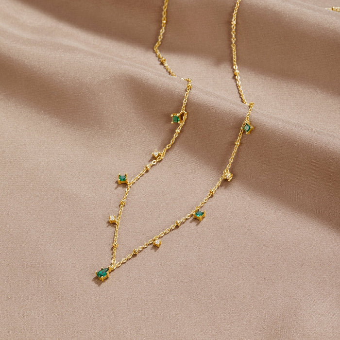 Marta | Gold-Plated Necklace with Green Pendant