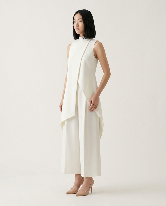 Martina | Elegant High-Neck Set - off-white studio editorial