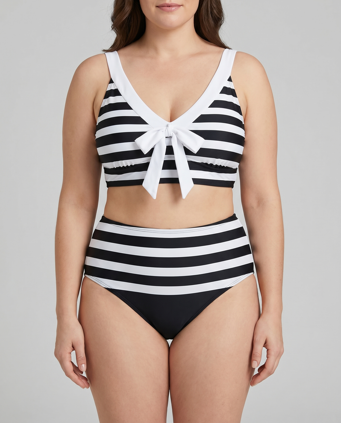 Martina | High-Waisted Striped Bikini