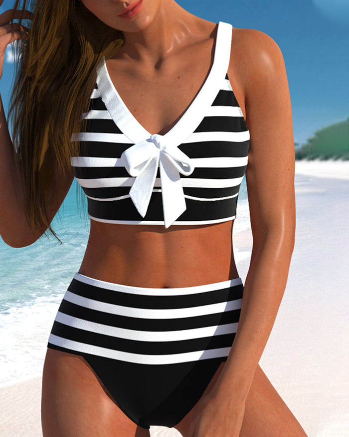 Martina | High-Waisted Striped Bikini
