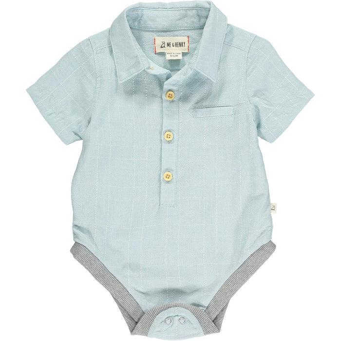 Me & Henry- Blue Grid Helford Onesie