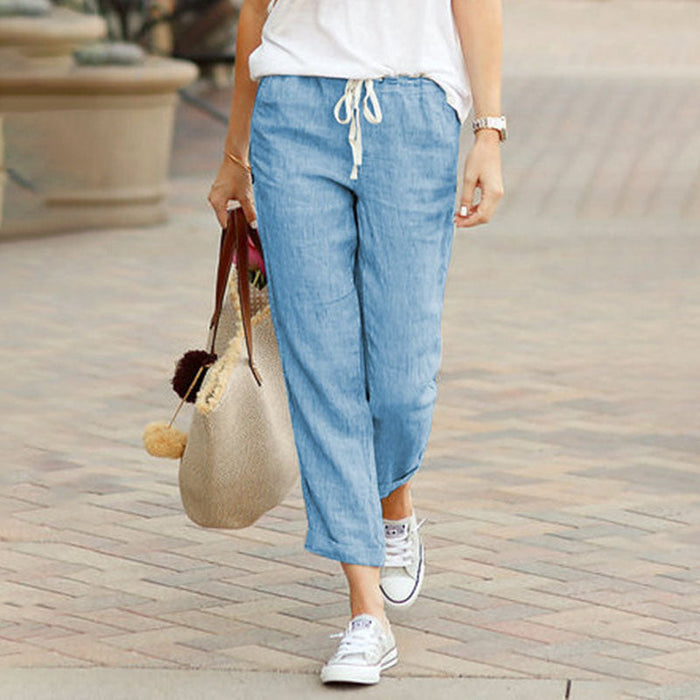 Mervi - Tapered Drawstring Trousers