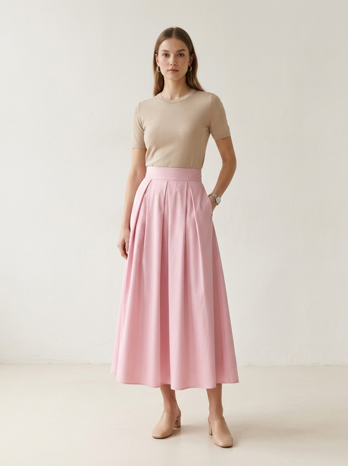 Midi Skirt Elegant pink - editorial hero