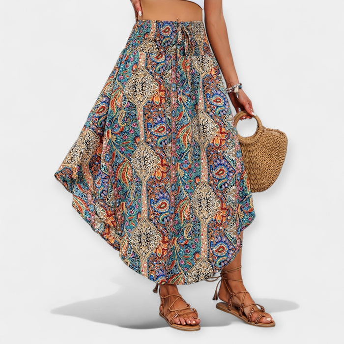 Midi Skirt Floral Waist High