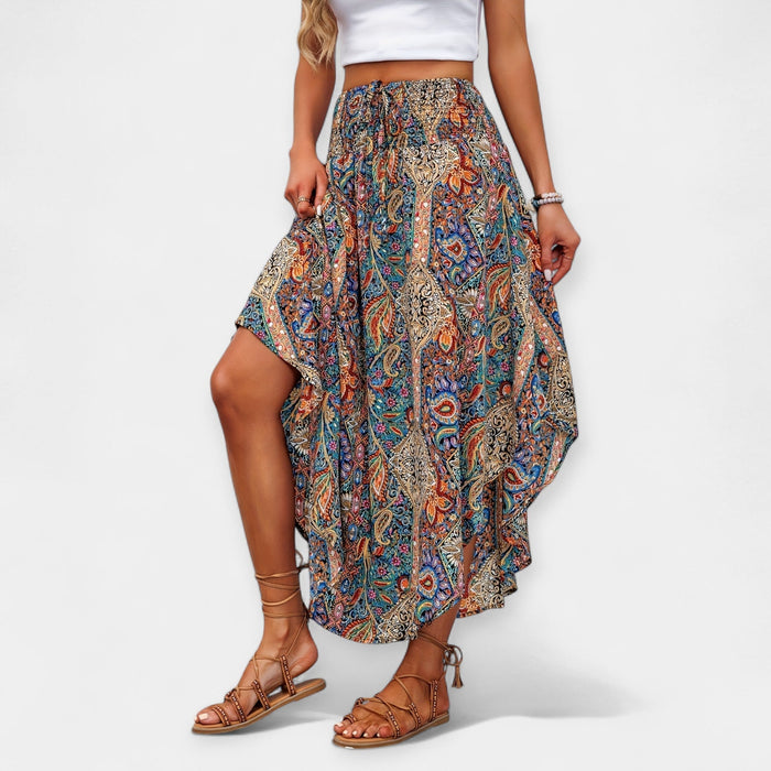 Midi Skirt Floral Waist High
