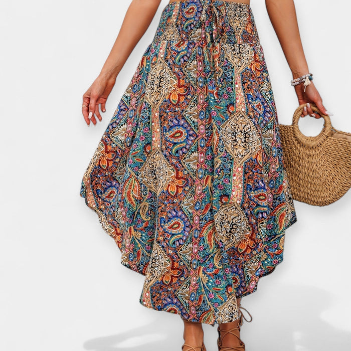 Midi Skirt Floral Waist High